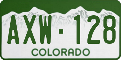 CO license plate AXW128