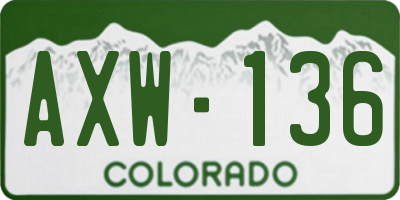 CO license plate AXW136