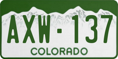 CO license plate AXW137