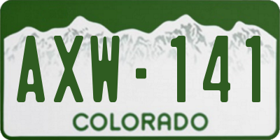 CO license plate AXW141