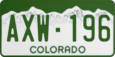 CO license plate AXW196