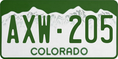 CO license plate AXW205