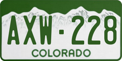 CO license plate AXW228