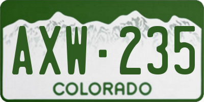 CO license plate AXW235