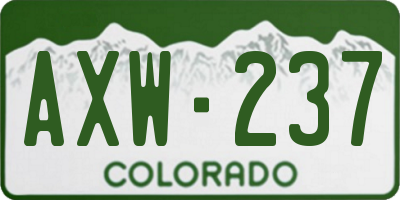 CO license plate AXW237
