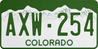 CO license plate AXW254