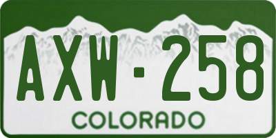 CO license plate AXW258