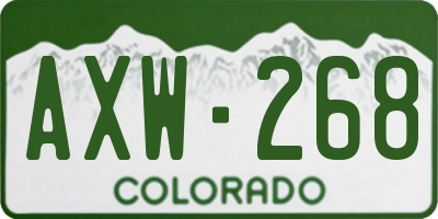 CO license plate AXW268