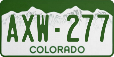 CO license plate AXW277