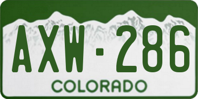 CO license plate AXW286