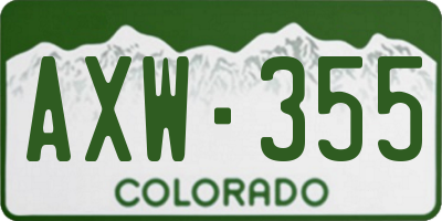 CO license plate AXW355