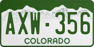 CO license plate AXW356