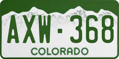 CO license plate AXW368