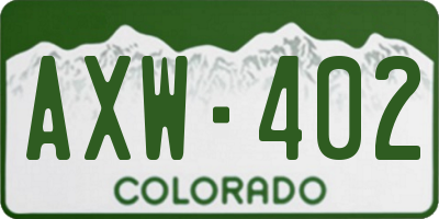 CO license plate AXW402