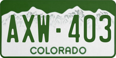CO license plate AXW403