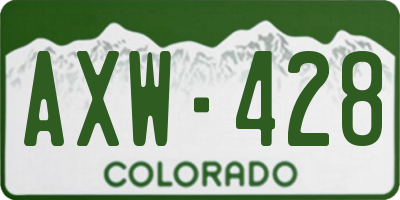 CO license plate AXW428