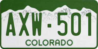 CO license plate AXW501