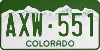 CO license plate AXW551