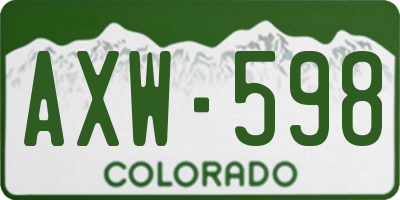 CO license plate AXW598