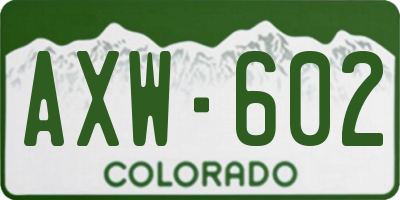 CO license plate AXW602