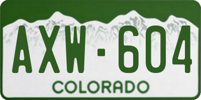 CO license plate AXW604