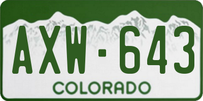 CO license plate AXW643