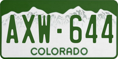 CO license plate AXW644