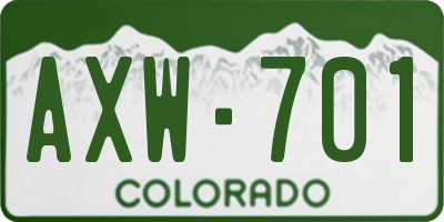 CO license plate AXW701