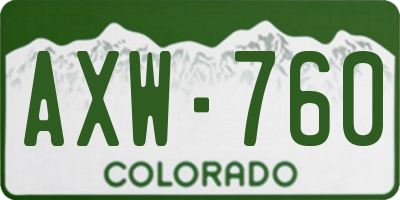 CO license plate AXW760
