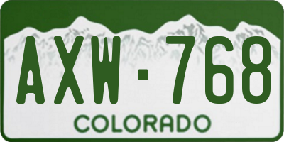 CO license plate AXW768