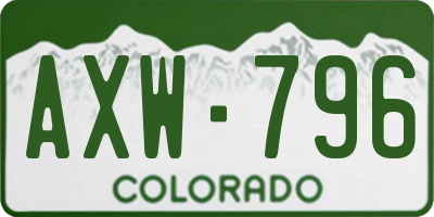 CO license plate AXW796