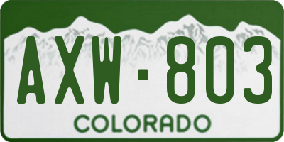 CO license plate AXW803