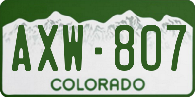 CO license plate AXW807