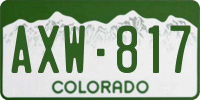 CO license plate AXW817