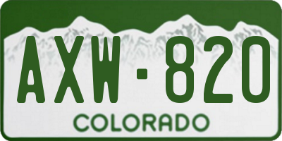 CO license plate AXW820