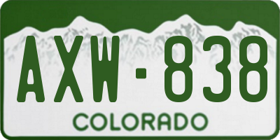 CO license plate AXW838