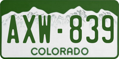 CO license plate AXW839