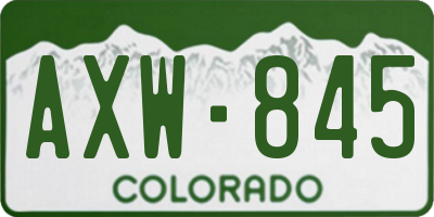 CO license plate AXW845