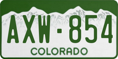 CO license plate AXW854