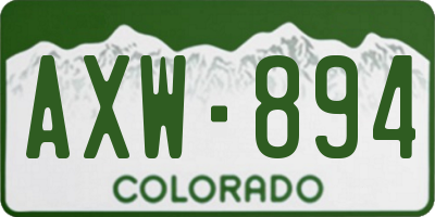 CO license plate AXW894