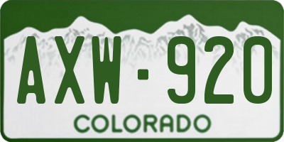 CO license plate AXW920