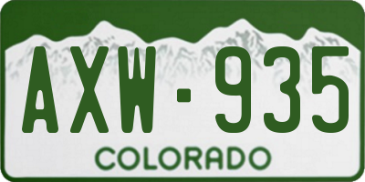 CO license plate AXW935