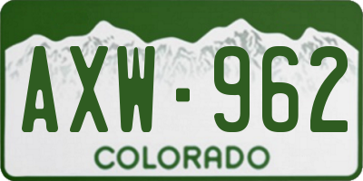 CO license plate AXW962