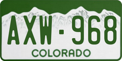 CO license plate AXW968
