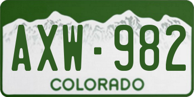 CO license plate AXW982