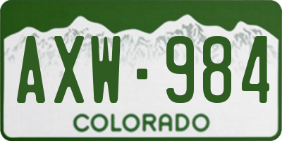 CO license plate AXW984
