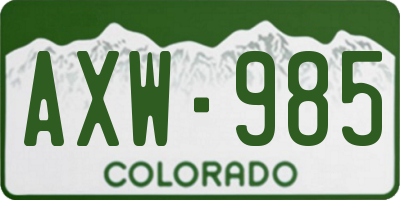 CO license plate AXW985