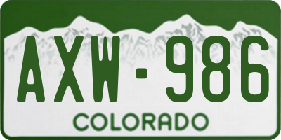 CO license plate AXW986