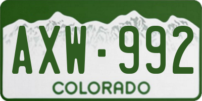 CO license plate AXW992