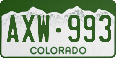 CO license plate AXW993